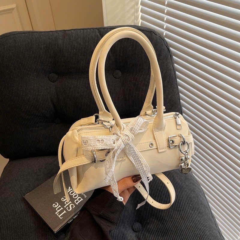 Túi Xách Nữ Chất Da Nhung Xách Tay Đeo Vai Đeo Chéo Kèm Nơ Ren Và Charm Trái Tim - HT464 | BigBuy360 - bigbuy360.vn