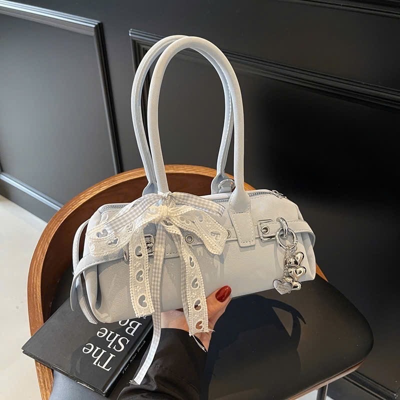 Túi Xách Nữ Chất Da Nhung Xách Tay Đeo Vai Đeo Chéo Kèm Nơ Ren Và Charm Trái Tim - HT464 | BigBuy360 - bigbuy360.vn