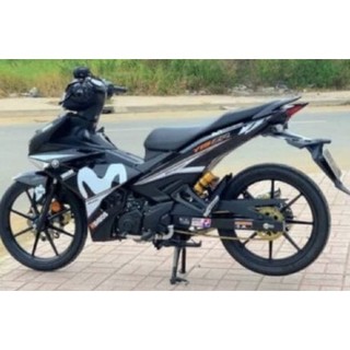Tem exciter 150 movi trắng dán xe full đen