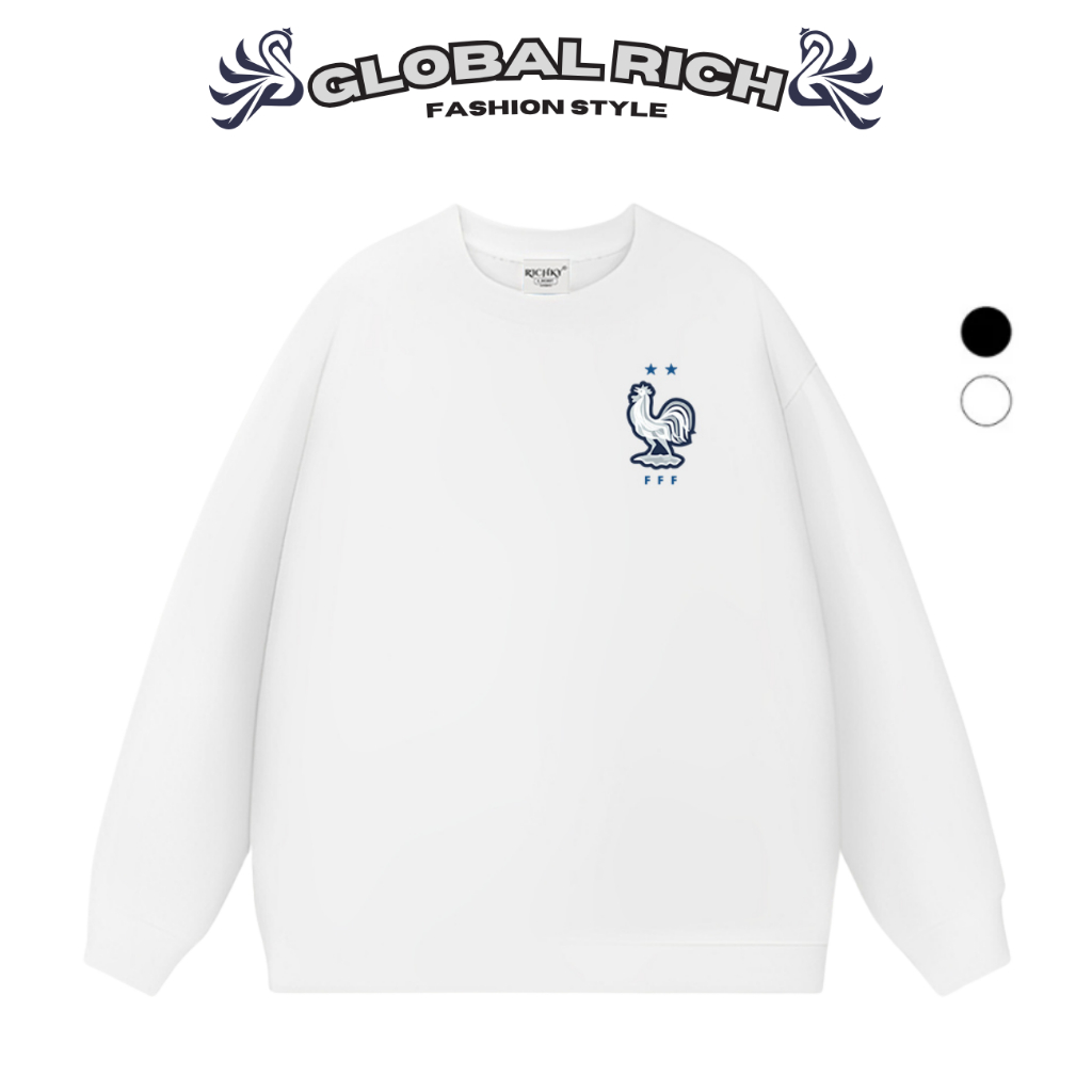 Áo Sweater Global Rich Premium Nỉ Logo Left Đội Tuyển Bóng Đá Quốc Gia Pháp France Fc