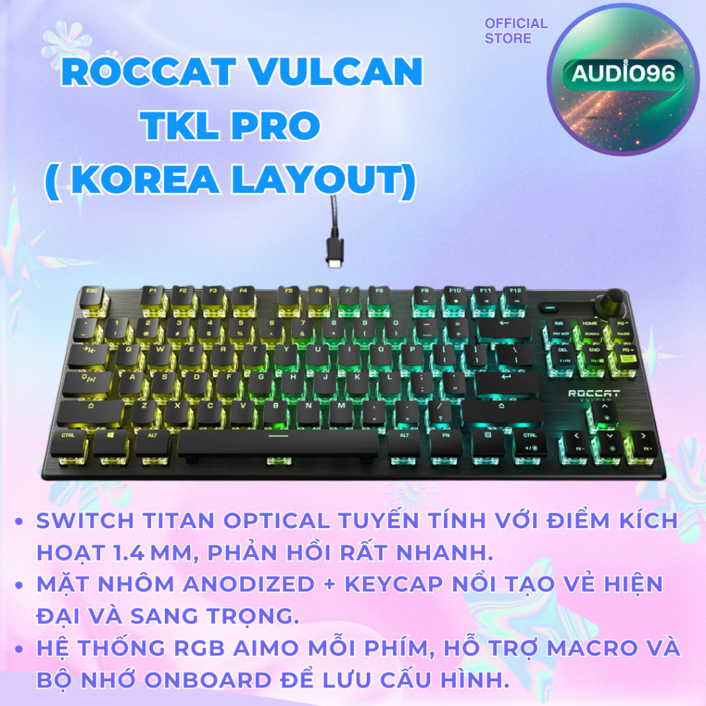 Bàn phím cơ Roccat Vulcan TKL Pro (Linear red switch, korea Layout) Black [hàng new nobox]
