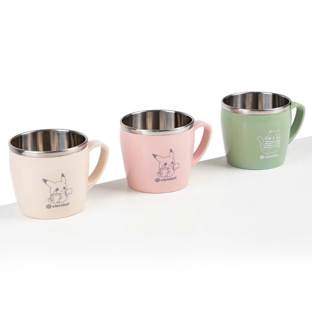 Cốc inox giữ nhiệt Việt Nhật 200ml ,Ly inox giữ nhiệt 200ml cho bé ăn dặm