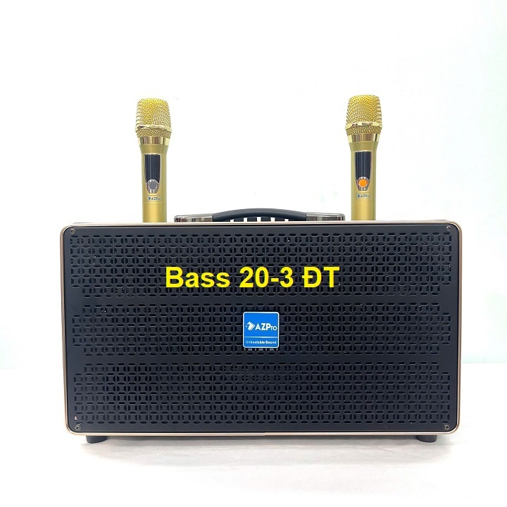 Loa xách tay Bluetooth chính hãng AZPRO,AZ-338-Pluss,Bass 20-3 đường tiếng thùng gỗ bọc da