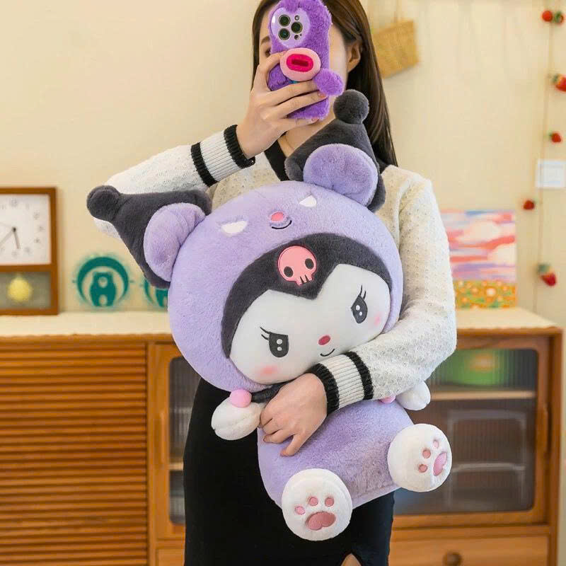 Gấu Bông Kuromi Tím - Đen - Gấu Bông Hình Kuromi - Quà Tặng Cho Bé - Gấu Bông Ôm Ngủ