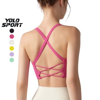  Áo Bra Thể Thao Nữ Mút Đúc Hở Lưng Đan Dây Chéo Mềm Mịn Co Giãn Thoáng Mát Tập Gym Yoga Pilates - YOLO SPORT 