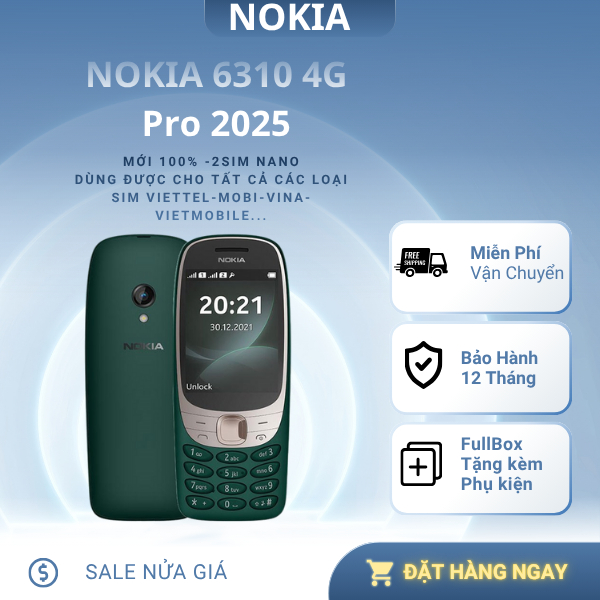Điện thoại Nokia 6310 4G 2025 xài mobiphone, viettel, vinaphone Bảo Hành 12 tháng