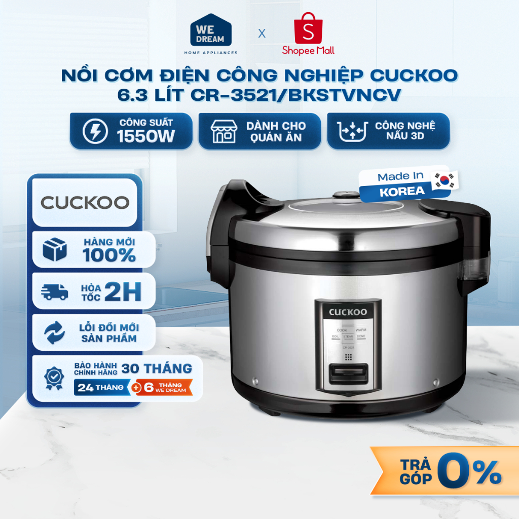 CR-3521 - Nồi Cơm Điện Công Nghiệp Cuckoo 6.3 Lít CR-3521/BKSTVNCV - Chính Hãng, Mới 100%
