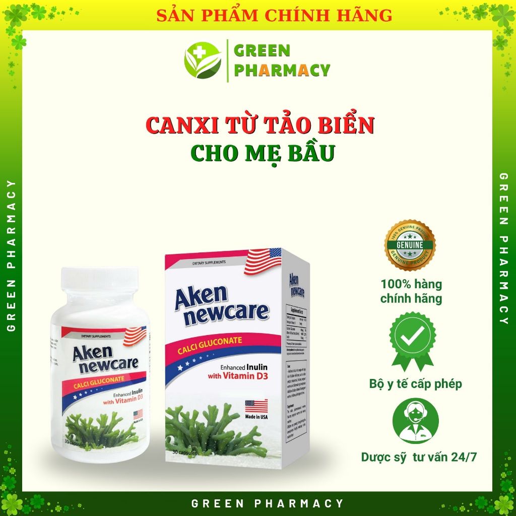 Aken Newcare – CANXI hữu cơ cho BÀ BẦU Người thiếu hụt Canxi, từ tảo biển Không nóng, không táo bón/