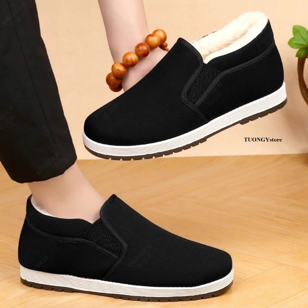 Giày Lót Lông Giữ Ấm Mùa Đông Nam Nữ Thời Trang Đế Mềm Chống Trượt Đi Trong Nhà Ngoài Trời