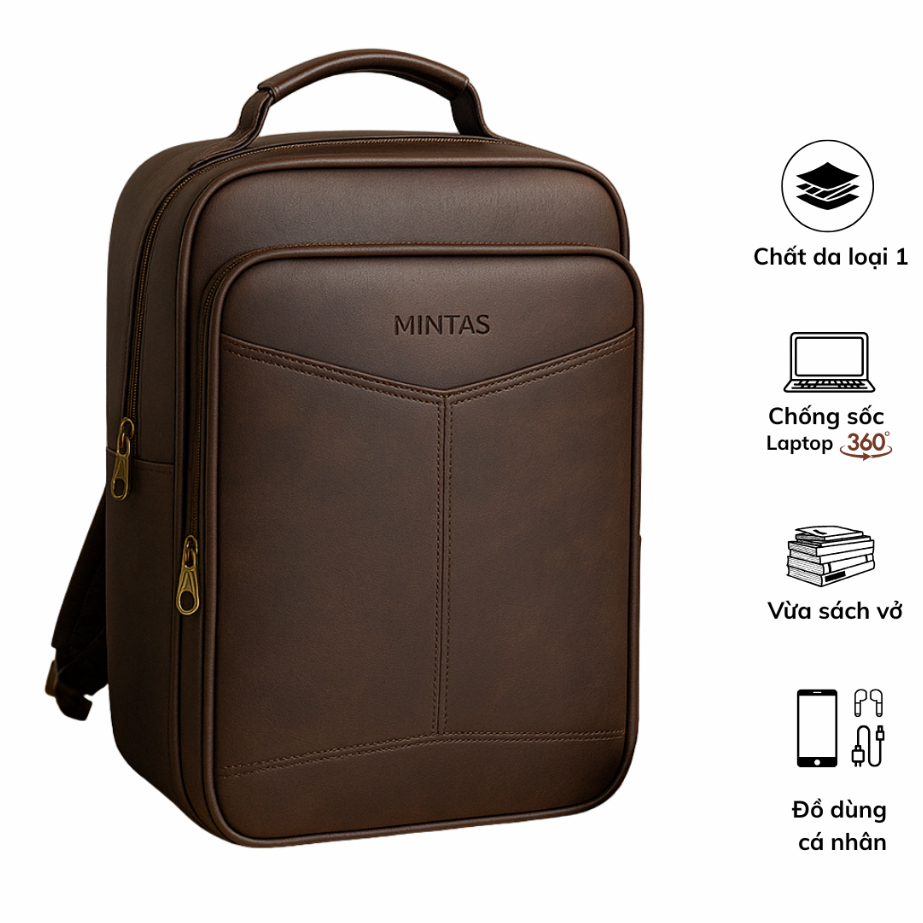 [Peinn] Balo da đựng laptop, ba lô công sở nhiều ngăn rộng rãi tiện dụng