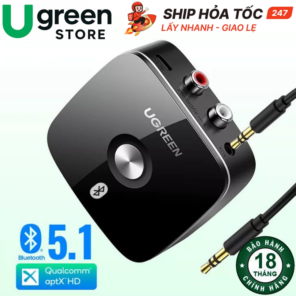 Bộ Nhận Bluetooth 5.0 Cổng 3.5mm & 2RCA Ugreen CM123 – Kết Nối Không Dây Chất Lượng Cao