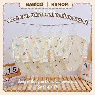  Sét Bộ Body Chip Dài Tay HiMom  Chất Nỉ Gạo Hoạ Tiết Gấu Thỏ... Đáng Yêu Cho Bé 3-7Kg 