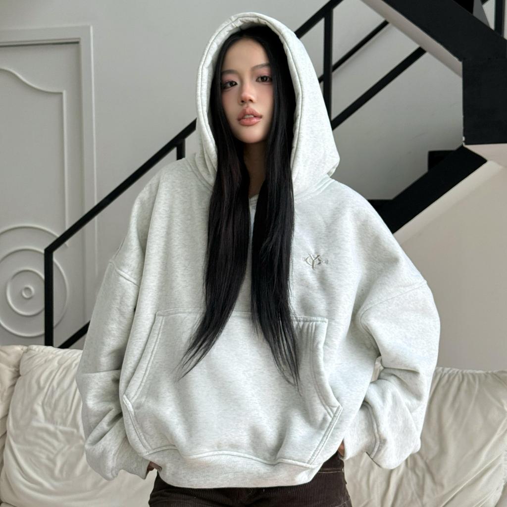 YC1996 - Áo Hoodie Nỉ Bông Trơn Basic Đơn Giản Thêu Logo Trước Ngực ( 3 Màu ) Local Brand Unisex | BigBuy360 - bigbuy360.vn