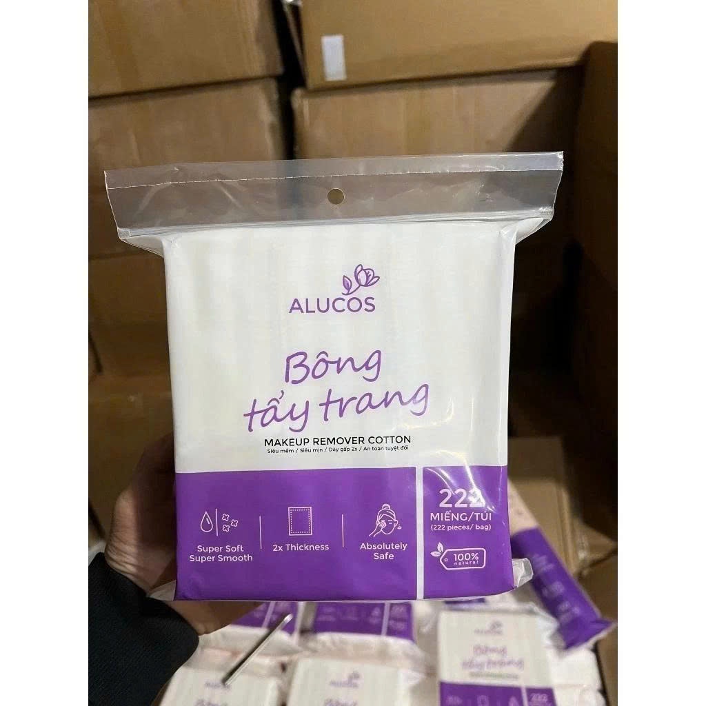 Bông tẩy trang 222 miếng ALUCOS mẫu mới siêu dày,siêu dai SUKEM_SHOP89.