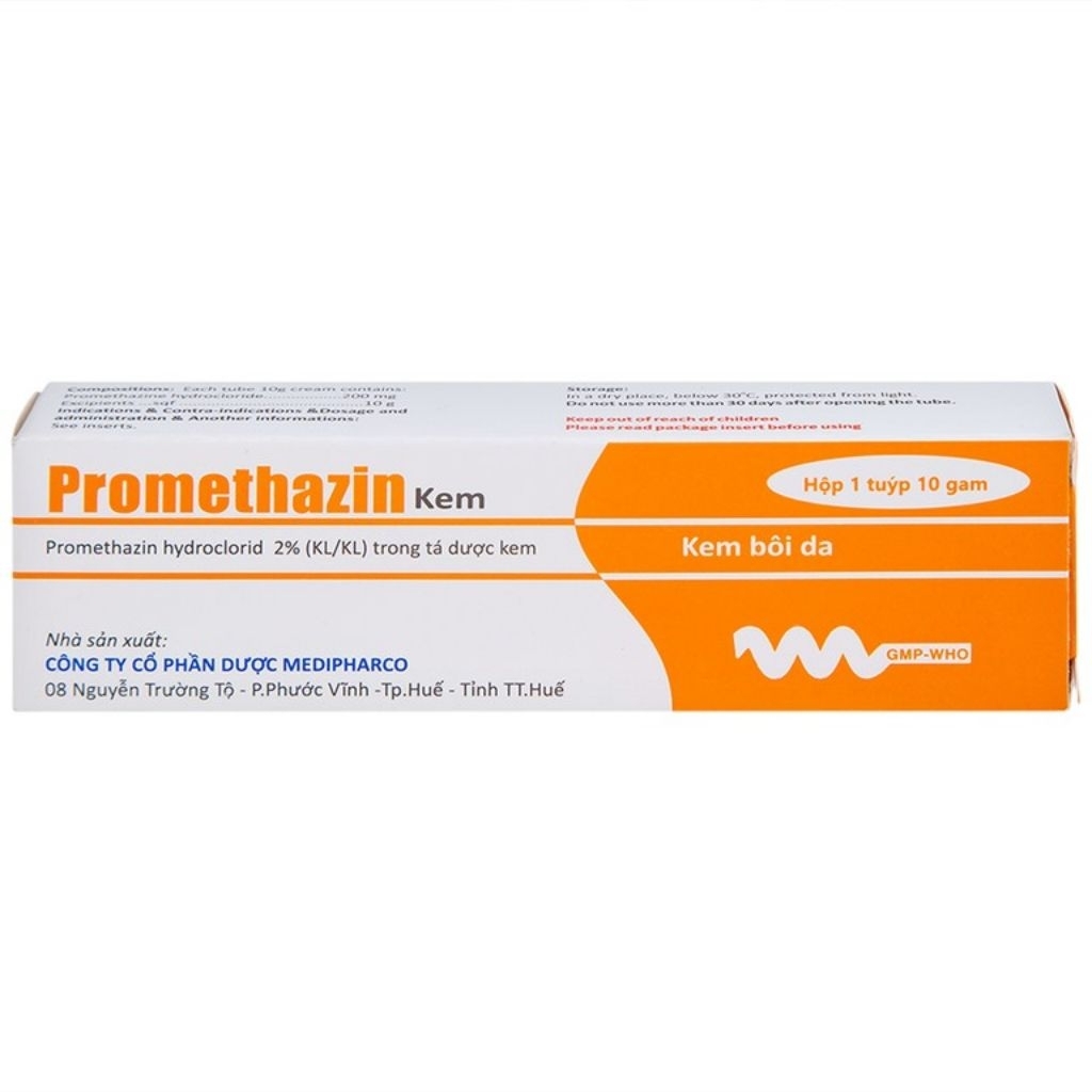Kem bôi da Promethazin 2% Medipharco giảm ngứa sẩn, mày đay, côn trùng đốt (1 tuýp x 10g)