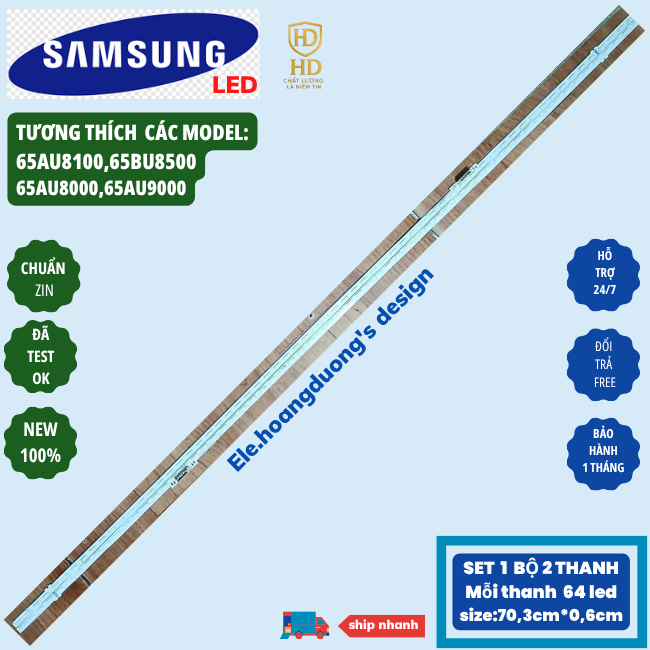 Bộ led tivi Samsung 65AU8100 65BU8500 65AU8000 65AU9000 (Led 3V hạt đơn tương thích hạt kép zin) – e