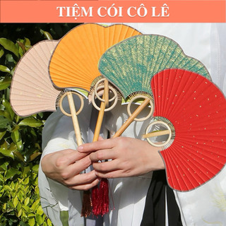  Quạt bạch quả quạt ba tiêu quạt cổ trang chụp ảnh tết-Tiệm Cói Cô Lê 