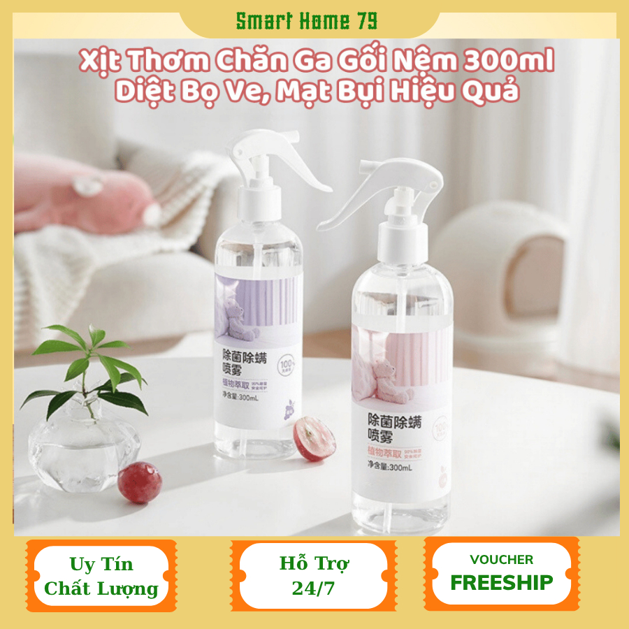 Xịt Thơm Khử Côn Trùng Chăn Ga Gối Đệm Chai Khử Mùi Khử Khuẩn Giặt Khô Nệm Giường Diệt Bọ Ve Mạt Bụi