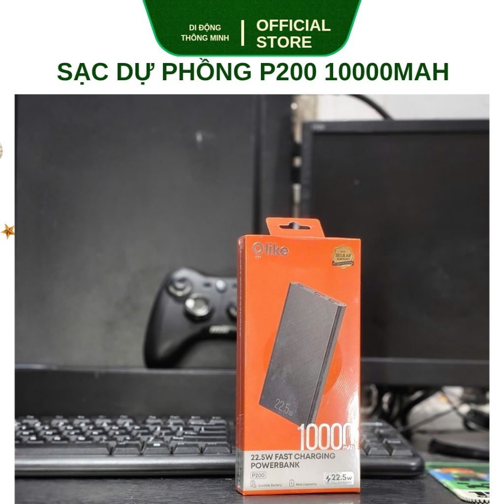 Pin sạc dự phòng Olike P200 10.000mAh Tích hợp 2 đầu tiện dụng, Sạc cho Iphone và Android