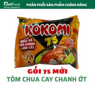 Mì Kokomi 75 Tôm Chua Cay Chanh Ớt - Gói 75g, Nước Súp Đậm Đà, Chanh Ớt Cay Nồng, Ăn Là Nghiền
