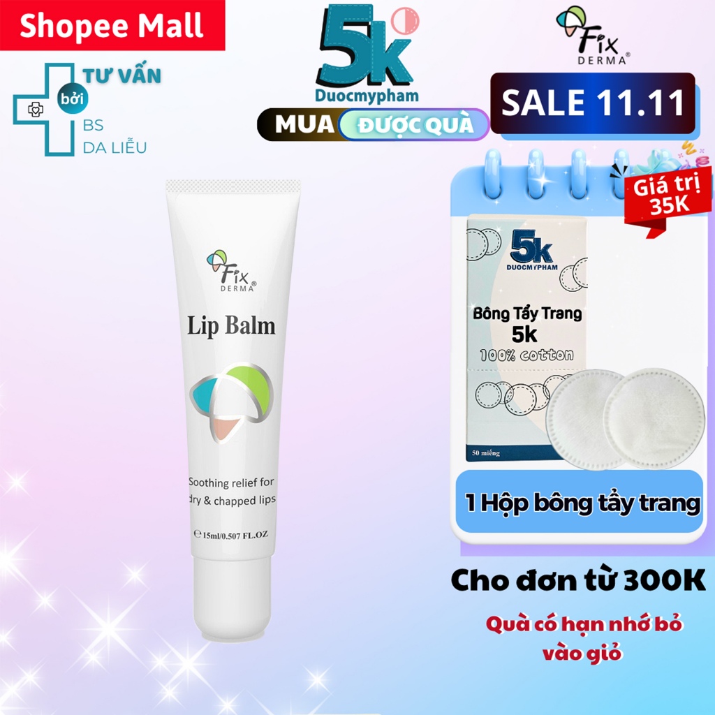 Son Dưỡng Môi Mềm Mượt, Chống Khô Và Nứt Nẻ Môi Fixderma LIP BALM – 15ML