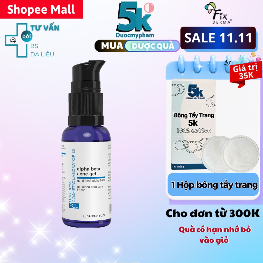 Chấm Mụn Fixderma FCL Alpha-Beta Acne Gel Giúp Giảm Mụn, Ngừa Viêm,Thông Thoáng Lỗ Chân Lông, Điều T