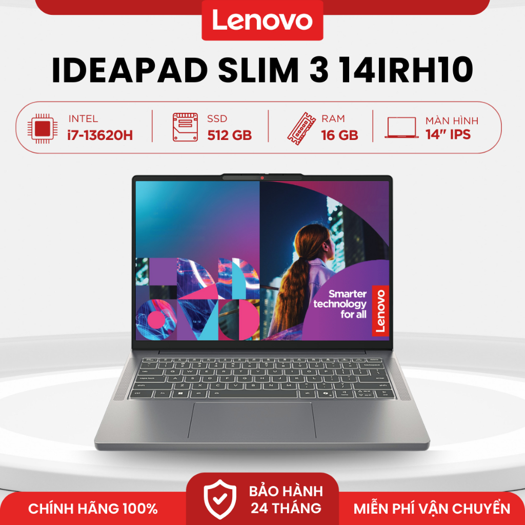 Laptop Lenovo IdeaPad Slim 3 14IRH10 | i7-13620H | 16GB | 512GB SSD | 14" WUXGA IPS | Win 11 | Xám