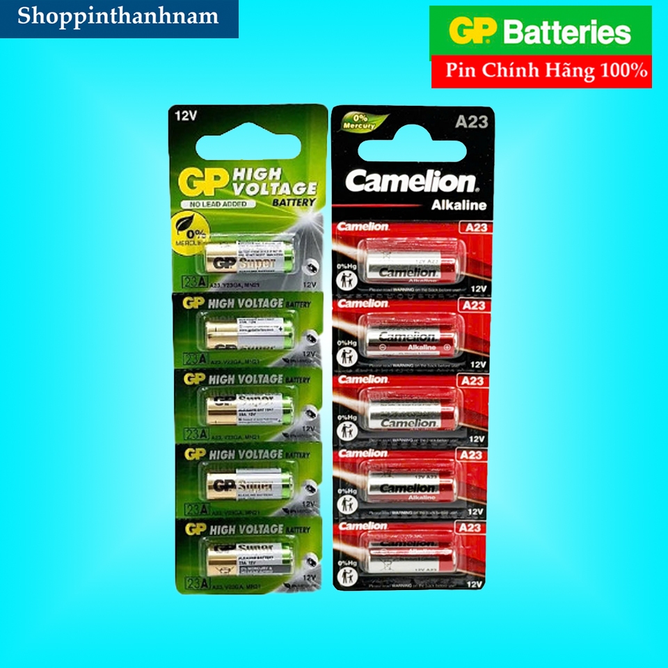 Vỉ 5 Viên Pin A23 Camelion / GP 12V Thay Khiển Remote Cửa Cuốn , Pin Chuông Cửa