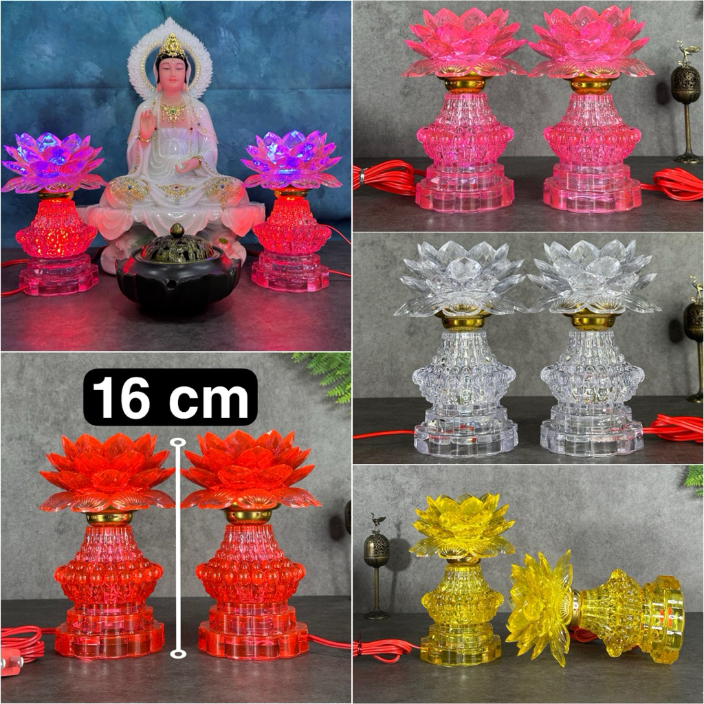 ĐÈN HOA SEN PHA LÊ - LED 7 MÀU - CAO 16 CM [ MÃ ĐÈN: SPL ]