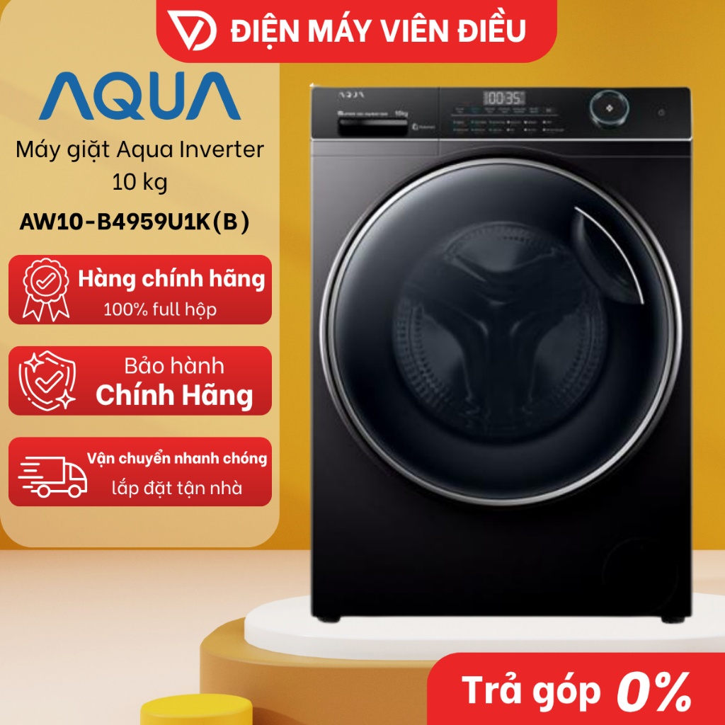 [FREESHIP NGHỆ AN] Máy giặt Aqua Inverter 10Kg AW10-B4959U1K(B) – Giặt sạch sâu, tiết kiệm điện