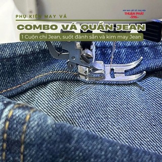 Cuộn Chỉ Jean và Suốt Chỉ Jean Cùng Màu - Dùng Để May, Lên Lai Quần Jean, May Túi,...