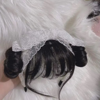  Cài bờm ren hoa trắng kèm tóc giả xinh iu cho bé gái 