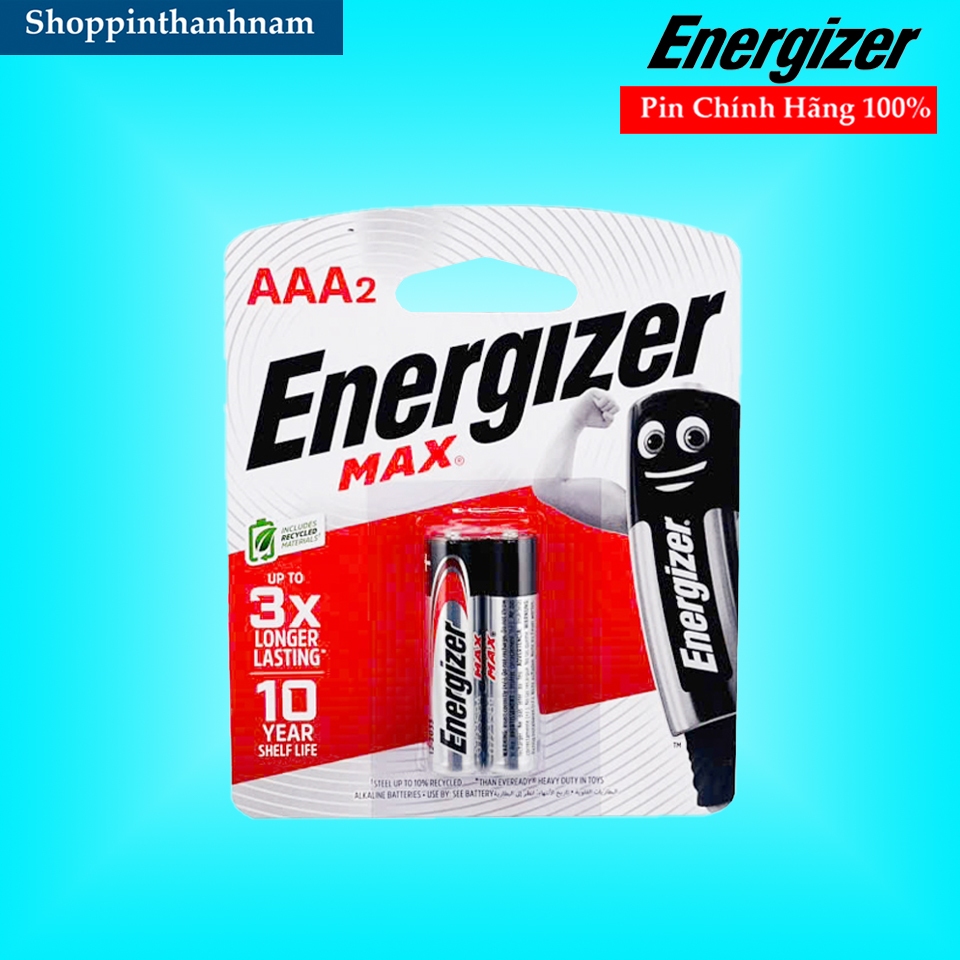 Pin AAA Energizer Max E92 Vỉ 2 Viên Chính Hãng