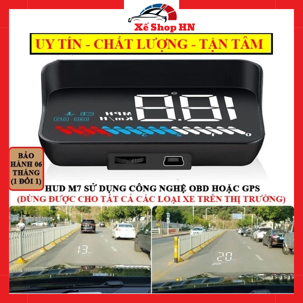 HUD Ô tô M7 OBD GPS Hiển Thị Tốc Độ & Thông Tin Lên Kính Lái Kết Nối OBD + GPS Giá Rẻ
