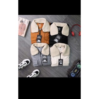  Áo Khoác Nam VNXK Cổ Lông Da Lộn Lót Lông Dày Dặn 2 Lớp Thời Trang Nhiều Màu Ấm Áp Dễ Phối Đồ 