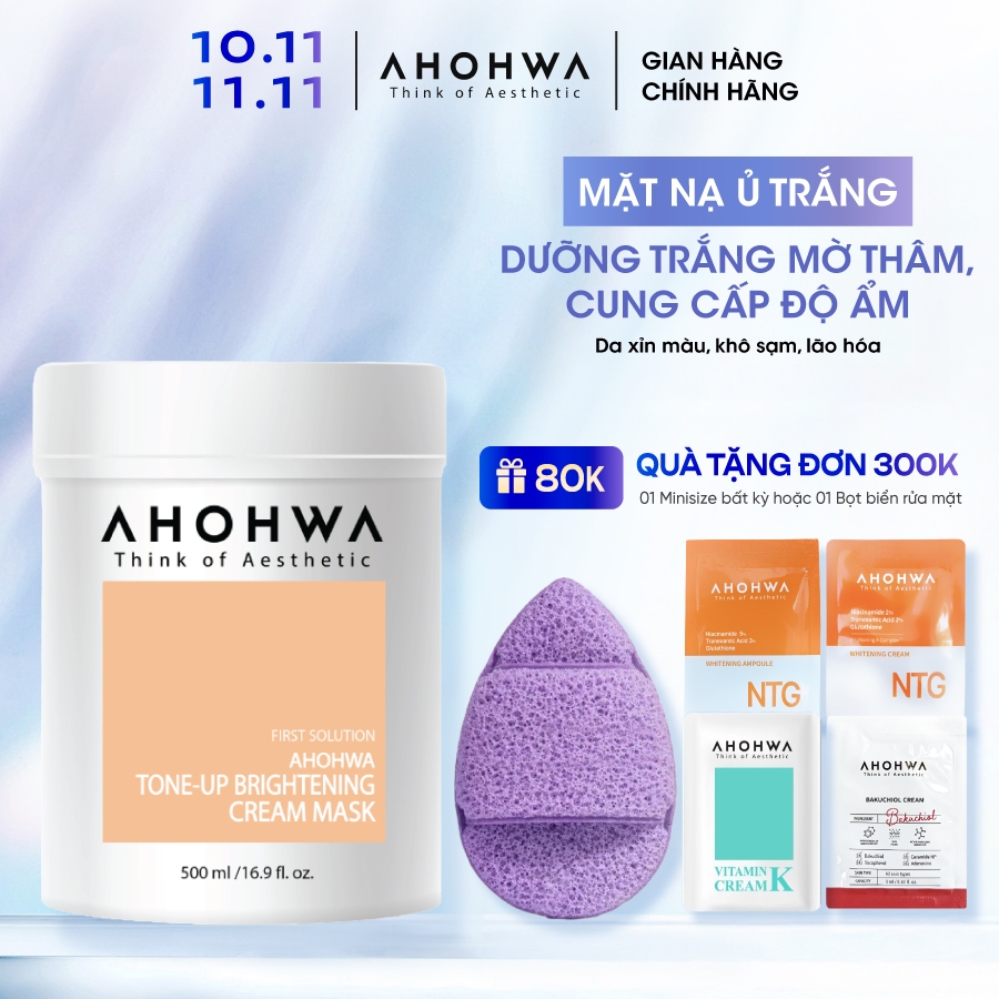  Mặt Nạ Ủ Trắng Dạng Kem AHOHWA Tone-Up Brightening Cream Mask - Dưỡng Da Trắng Sáng Tự Nhiên Giảm Thâm Nám 