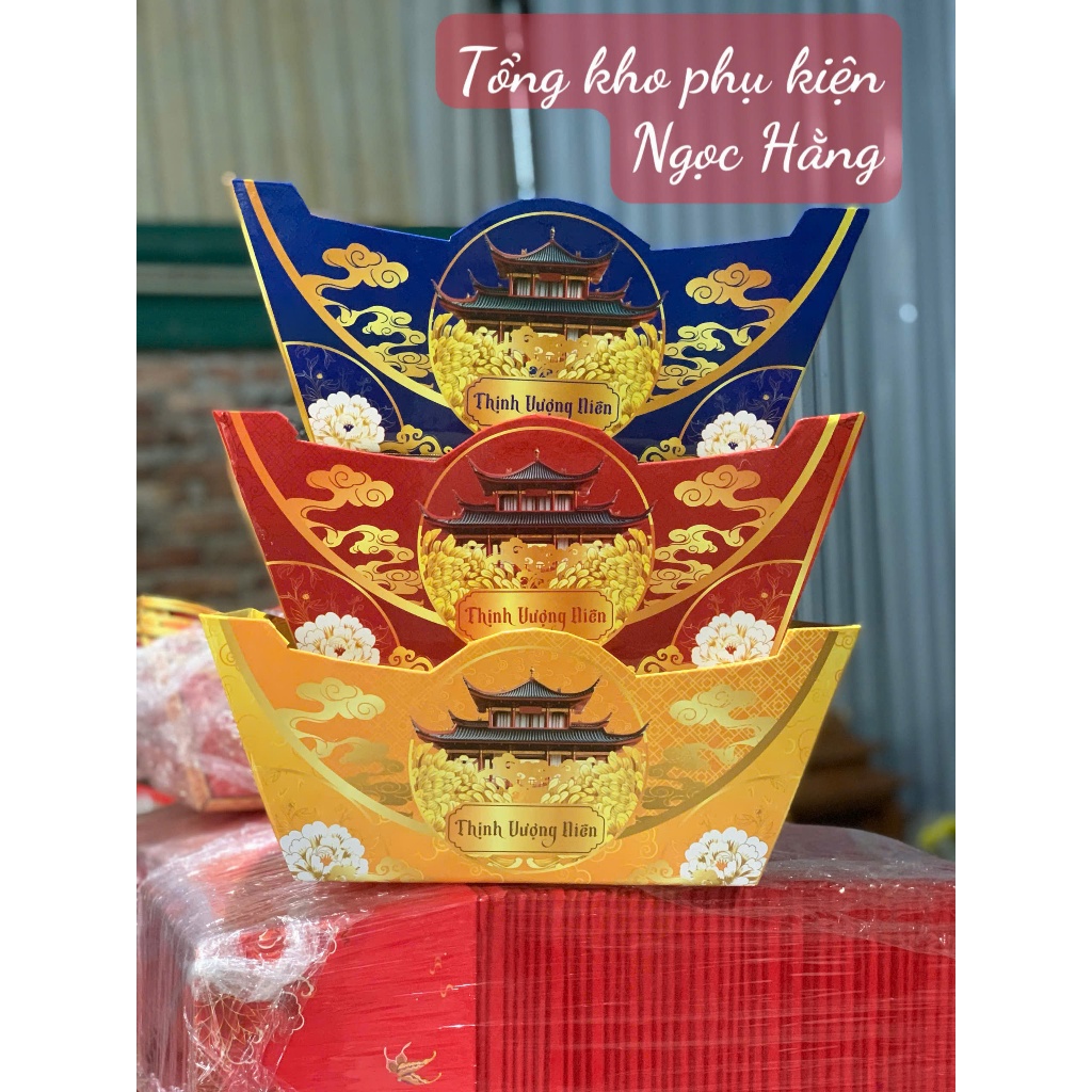 Combo 30 khay thuyền tết thịnh vương + màng co giỏ, khay thuyền tết ,giỏ đựng quà tết, giỏ quà