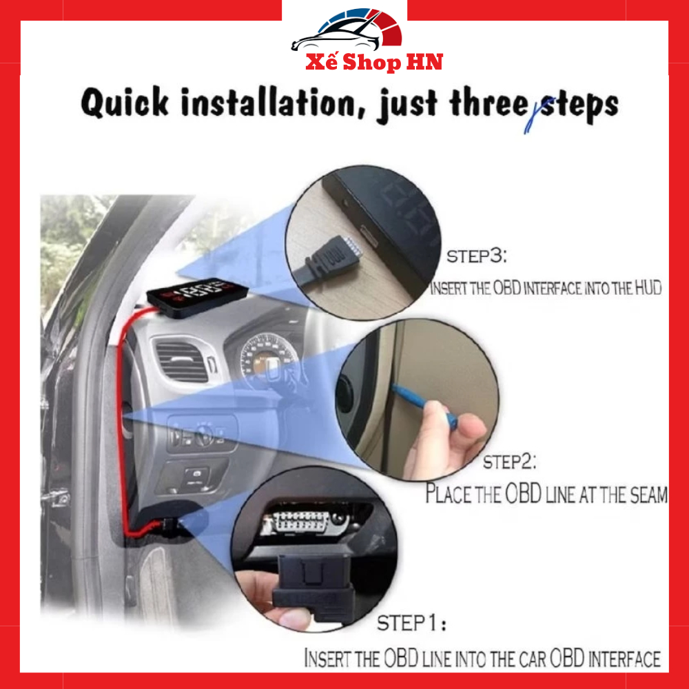 [Mẫu 2025] Thiết bị hiển thị tốc độ kính lái Hud A100P bản nâng cấp có đế