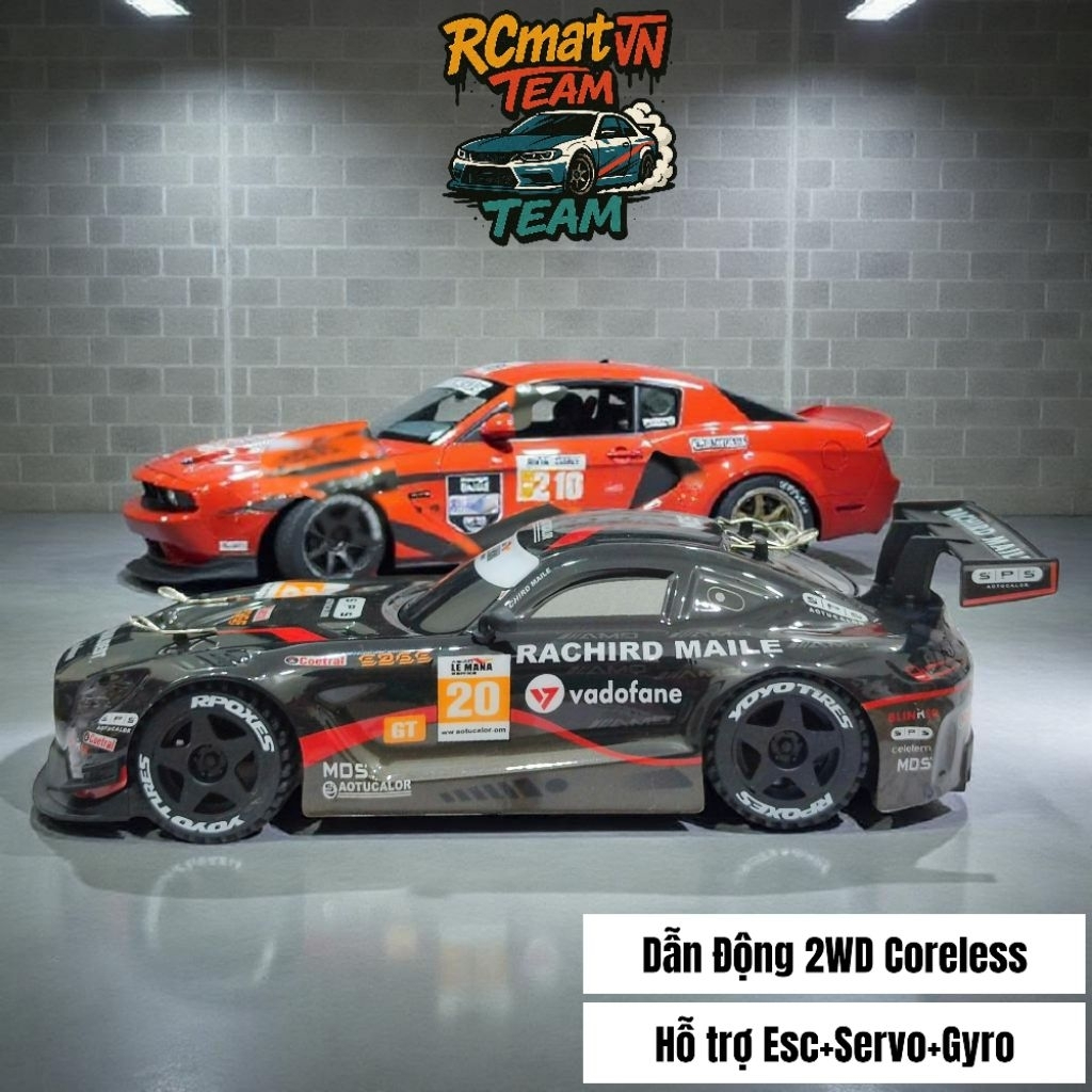 Xe điều khiển mini Drift Mecedes AMG GT3 1/24 KANTOM có gyro, servo, xe drift tốc độ 30km, xe oto đi