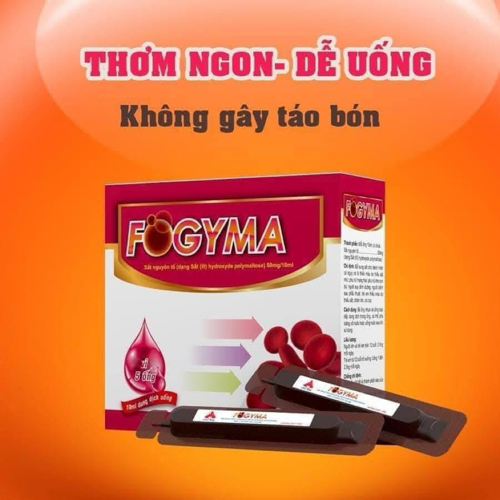 Fogyma - Bổ sung sắt cho phụ nữ mang thai và cho con bú, người thiếu máu, gầy yếu Hộp 20 ống