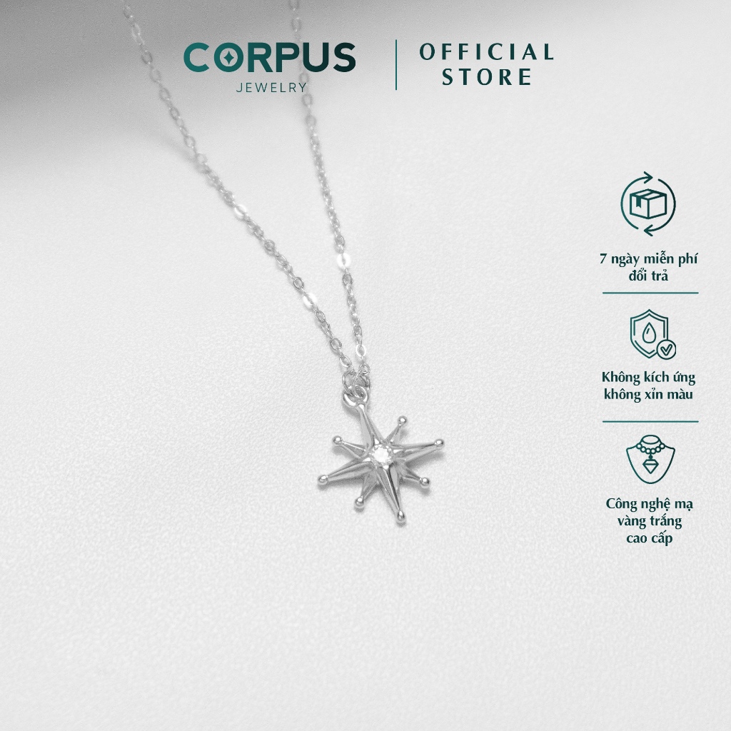 Dây chuyền bạc nữ 𝐒𝐡𝐨𝐨𝐭𝐢𝐧𝐠 𝐒𝐭𝐚𝐫 CORPUS S925, Vòng cổ bạc ngôi sao 8 cánh đính đá cao cấp VC08