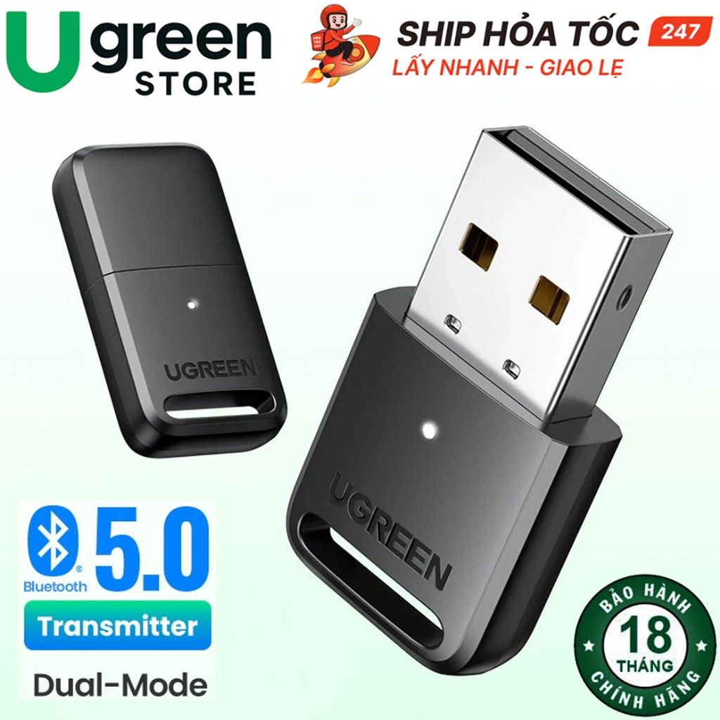 USB Bluetooth 5.0 UGREEN 80889 – Thu Phát Bluetooth Cho PC Laptop, Kết Nối Không Dây, Chính Hãng
