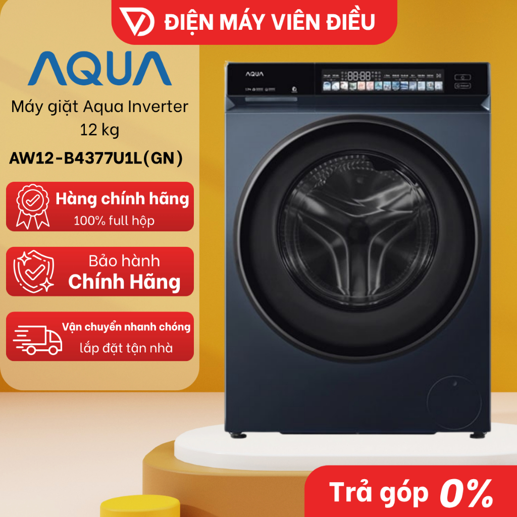 [FREESHIP NGHỆ AN] AW12-B4377U1L(GN) - Máy giặt Aqua Inverter 12 kg AW12-B4377U1L(GN)