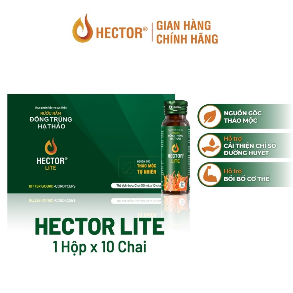 Nước nấm đông trùng hạ thảo Hector Lite (hộp 10 chai)
