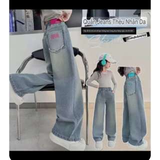  Quần jean lót lông ống đứng cho bé gái  quần jean rộng rãi dễ thương cho bé gái lớn 2023 