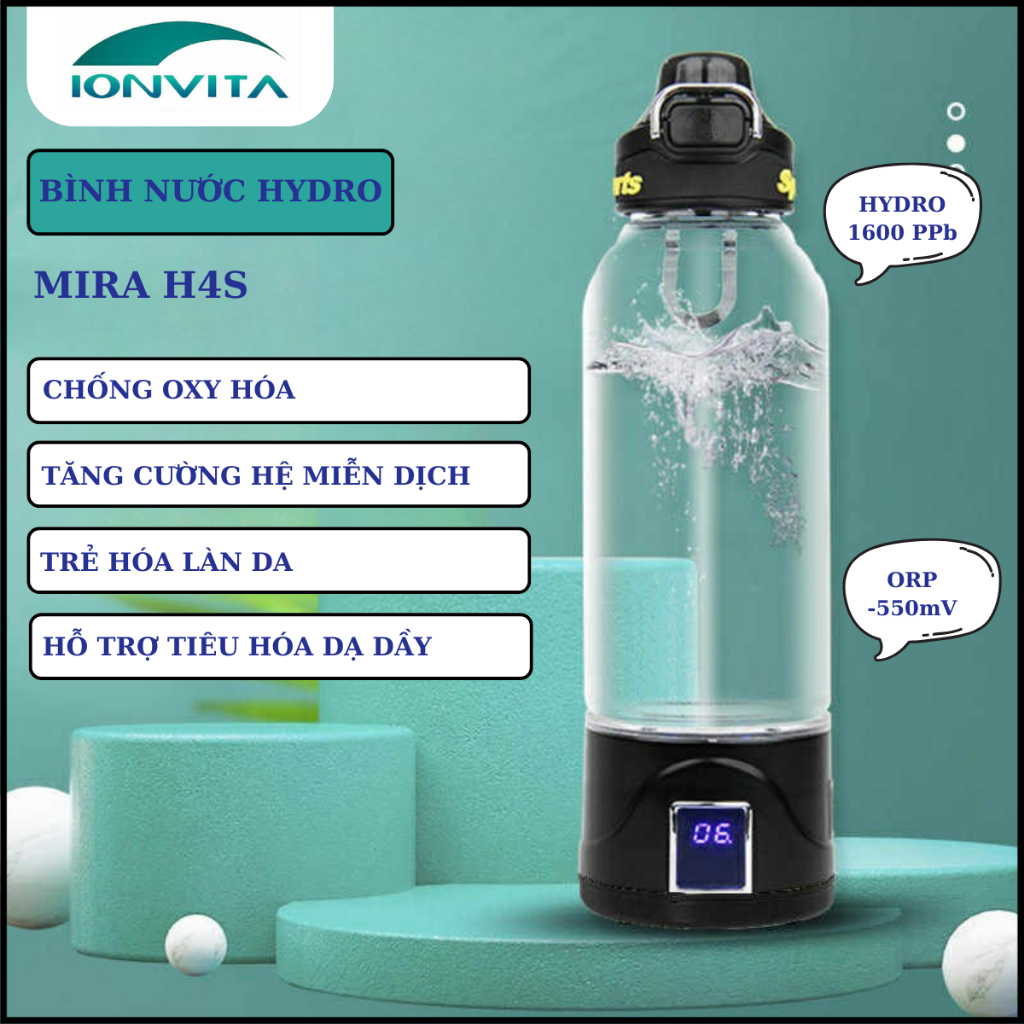 Bình Nước Điện Phân Hydro ( Hydrogen 1000mL ) Chống Oxy Hóa Chăn Sóc Sức Khỏe ( MIRA H4S )