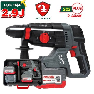   Combo Rút Lõi  Máy Khoan- Búa- Đục Bê Tông 2,9J WF-RH2603CP Pin 15 CELL Xả 15C  Kèm Mũi Rút Lõi 63mm 