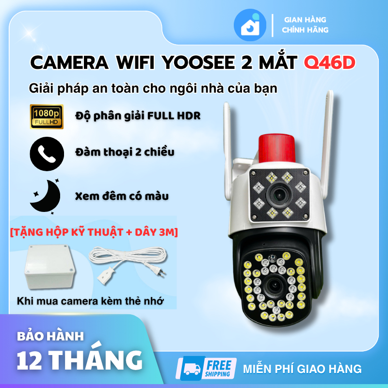 Camera an ninh ngoài trời 2 mắt Q46 – Hình ảnh sắc nét, chống nước, cảnh báo chuyển động