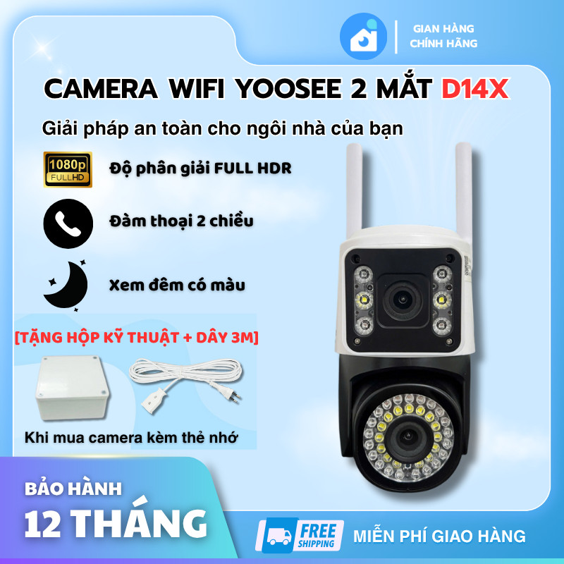 Camera Ngoài Trời Yoosee D14x – 2 Mắt Full HD, Phát Hiện Chuyển Động, Đàm Thoại 2 Chiều