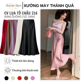  Chân Váy Lụa MiDi Dáng Chữ A Cạp Trễ Lưng Chun Chất Lụa Tô Mâu Mềm Mại Sang Trọng TQ Fashion 216 